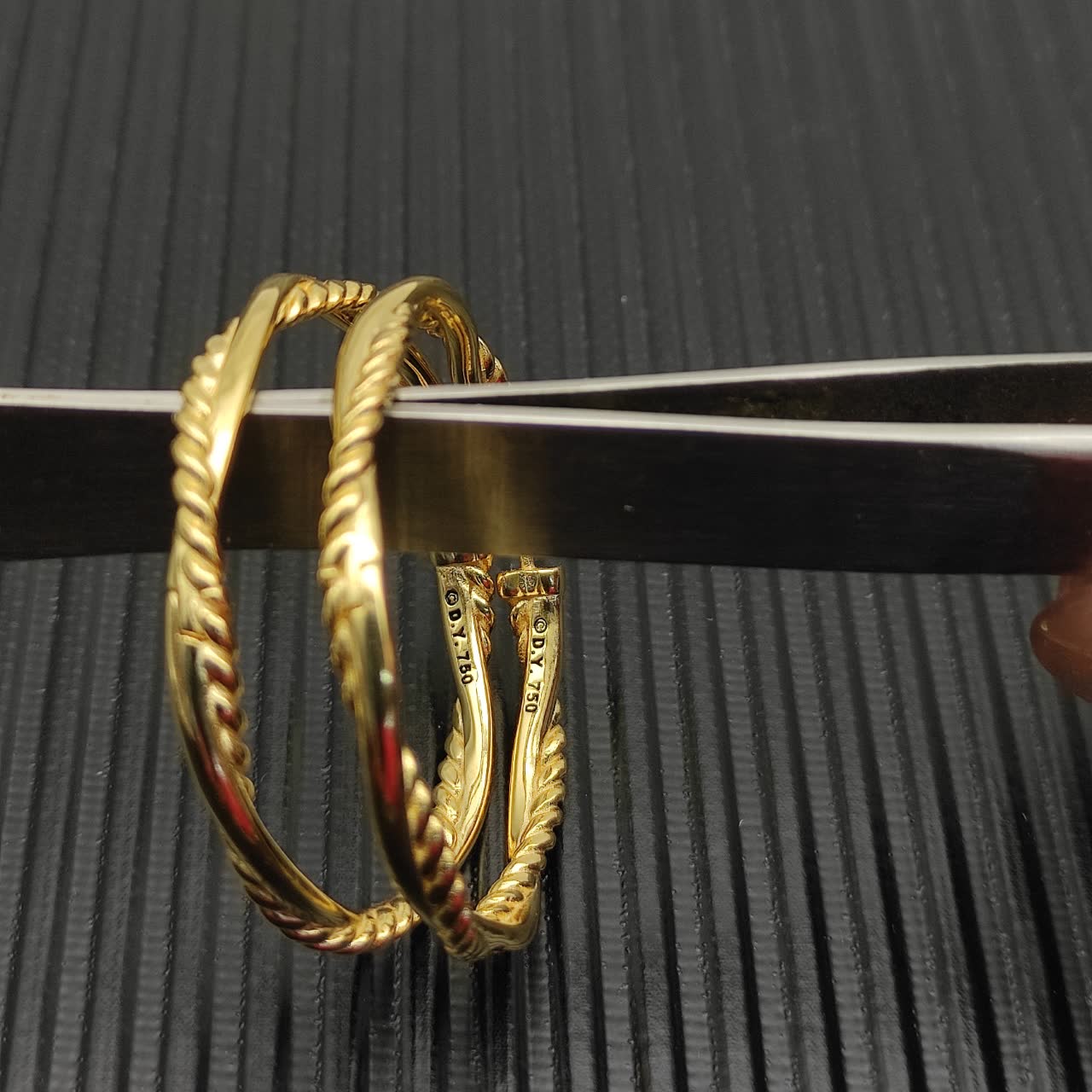 David Yurman Twisted Hoop Earrings with Diamond Accents